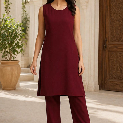 3 piece Kashmiri Woolen Set | Kashmiri Sozni Embroidered Jacket, Kurti, Pants (Size 40-42 Stretchable)