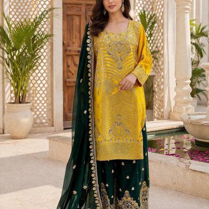Designer Georgette Suit Set | Embroidered and sequence Work Dress, Size 42
