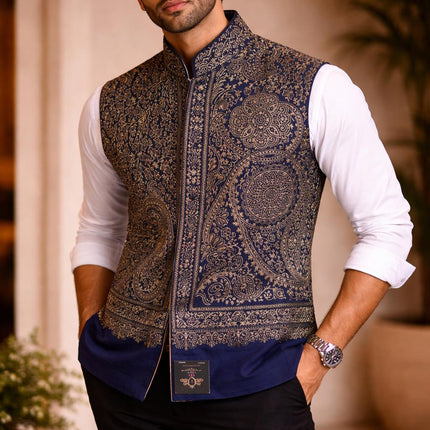 Kani Jamawar MENS WOVEN waistcoats, structured slim fit |cotton wool | Statement fashion wear|