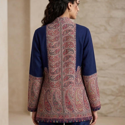 Kani Pashmina Jamawar Jacket, Women's Woven Paisley Coat, Size 44