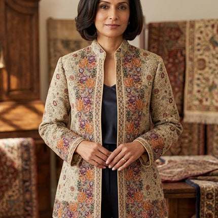 Kani Embroidered Wool Jacket | Kashmir Artwear, Size 44