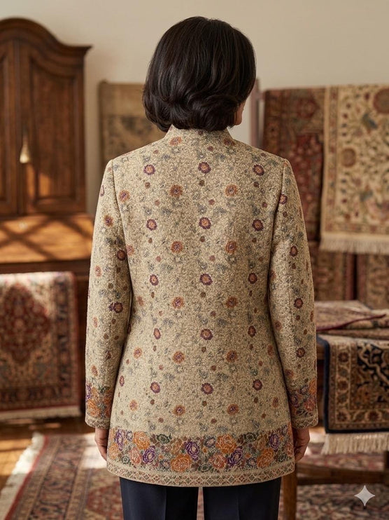 Kani Embroidered Wool Jacket | Kashmir Artwear, Size 44