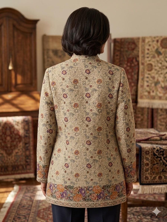 Kani Embroidered Wool Jacket | Kashmir Artwear, Size 44