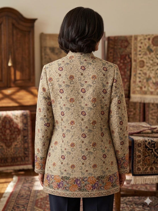 Kani Wool Jacket | Size 40,46. Floral Jari Artwear