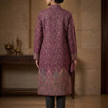 Paisley Brocade Coat, Vintage Style Long Size 46