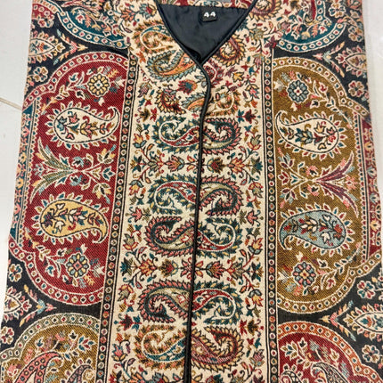 Kani Wool Jacket | Woven Kashmir Artwear, Black Multi, Knee Length