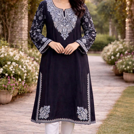 Handmade Kashmiri Wool Pheran | Aari Embroidered Boho Jacket
