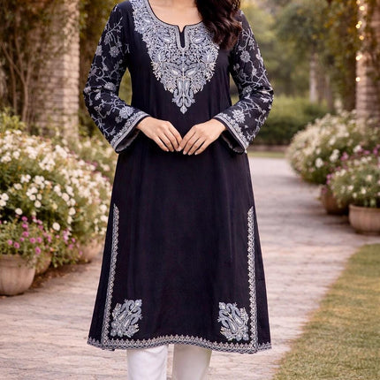 Handmade Kashmiri Wool Pheran | Aari Embroidered Boho Jacket
