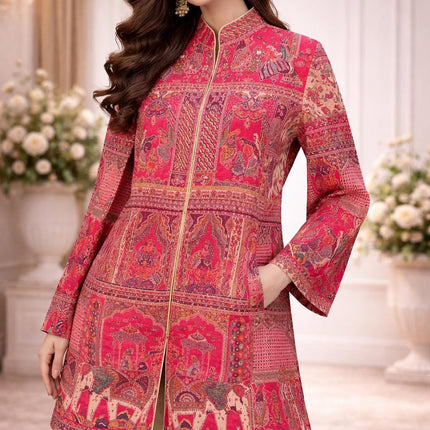 Kani Jamawar Wool Jacket | Kashmir Rajsthani Royal pattern  Artwear  Size-40