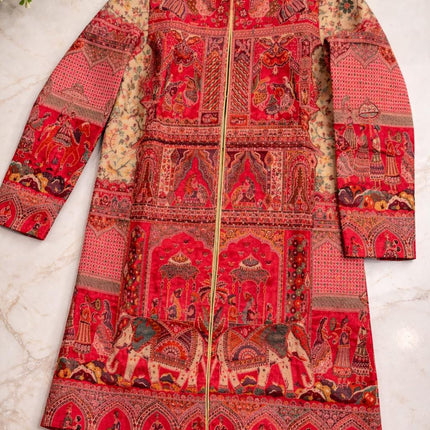 Kani Jamawar Wool Jacket | Kashmir Rajsthani Royal pattern Artwear Size-40