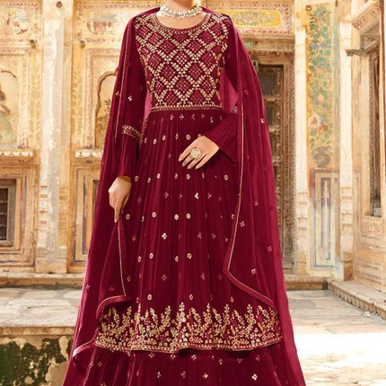 Designer Georgette Suit Set | Embroidered and sequence Work Dress Size-42