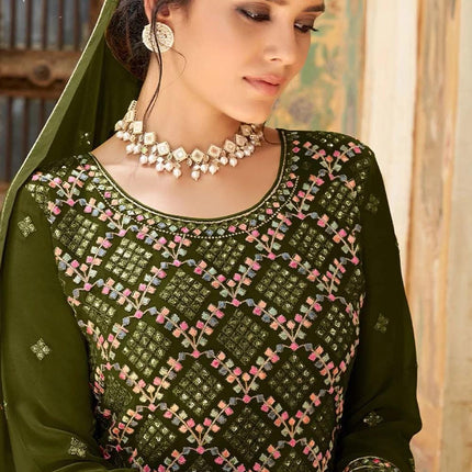 Designer Georgette Suit Set | Embroidered and sequence Work Dress Size-42