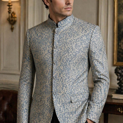 Mens Kani Jamawar Jodhpuri style Jacket, Woven Paisley