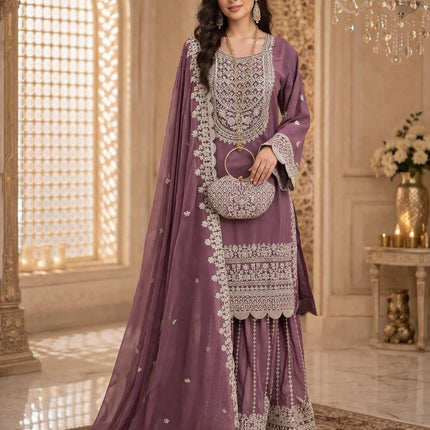 Designer Georgette Suit Set | Embroidered and sequence Work Dress, Size 42