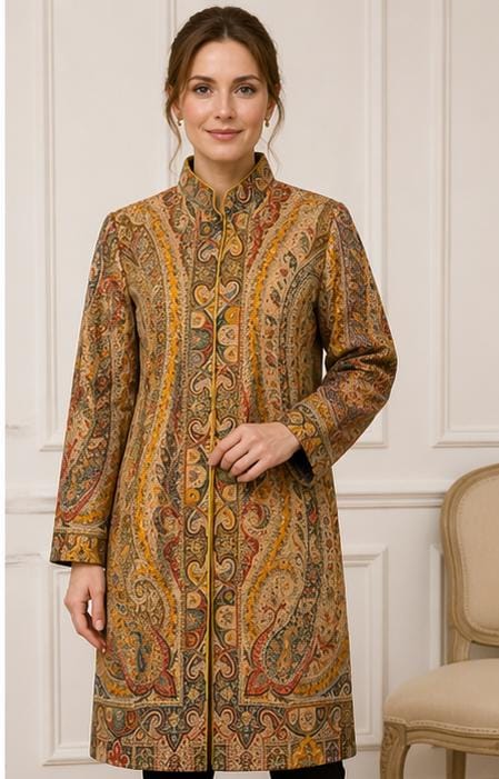 Kani Jamawar Wool Jacket | Kashmir Paisley Artwear Multiple Size-44