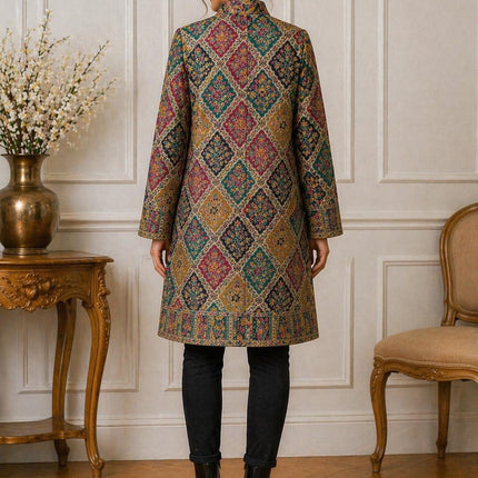 Kani Jamawar Wool, silk Jacket | Kashmir Paisley Artwear Multiple Size-40
