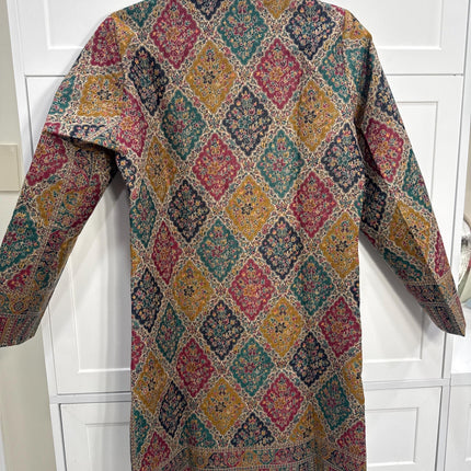 Kani Jamawar Wool, silk Jacket | Kashmir Paisley Artwear Multiple Size-40