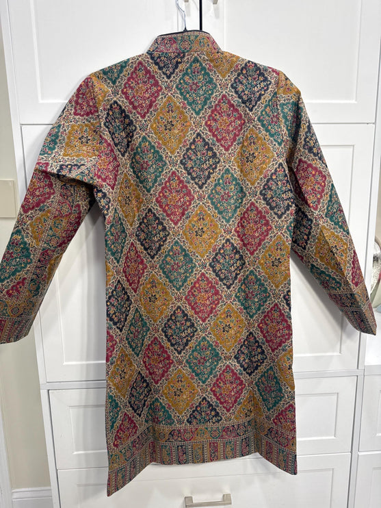 Kani Jamawar Wool, silk Jacket | Kashmir Paisley Artwear Multiple Size-40