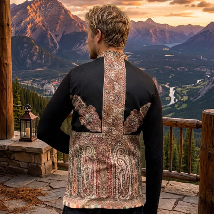 Mens Kani Pashmina Waistcoat, Woven Paisley, Slim Fit
