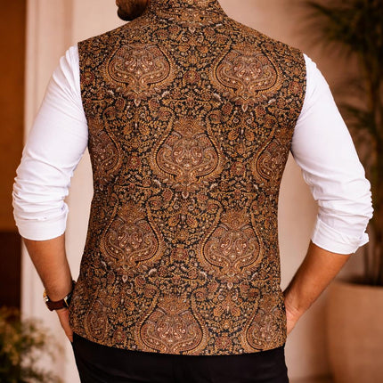 Kani Jamawar MENS WOVEN waistcoats, structured slim fit |cotton wool | Statement fashion wear|