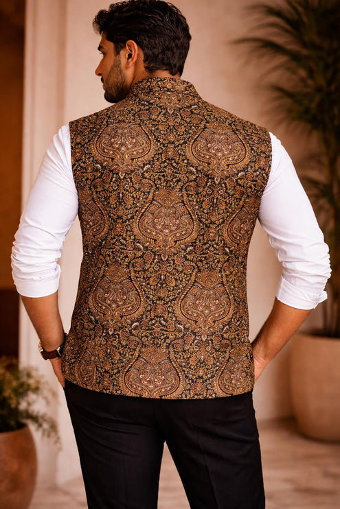 Kani Jamawar MENS WOVEN waistcoats, structured slim fit |cotton wool | Statement fashion wear|