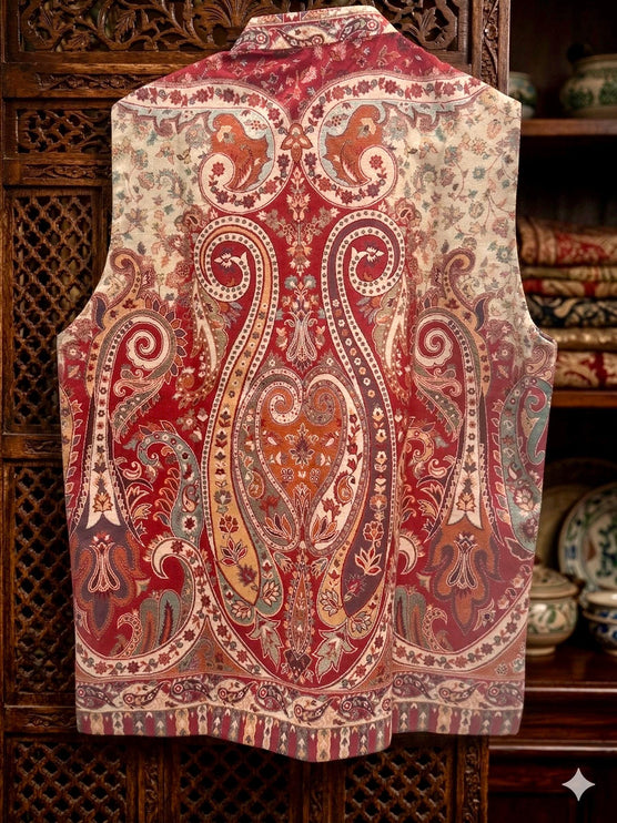 Mens Kani Pashmina Waistcoat, Woven Paisley
