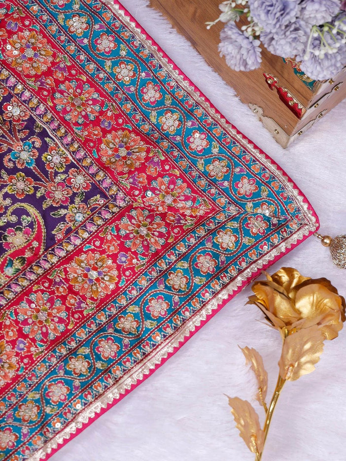 Designer premium Malai Silk Saree | Embroidered multi colored Saree