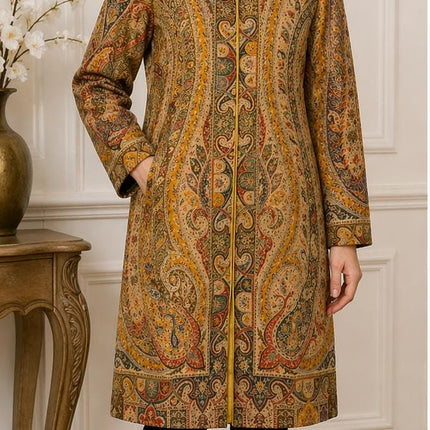 Kani Jamawar Wool Jacket | Kashmir kalamkari Paisley Artwear Multiple Size-40