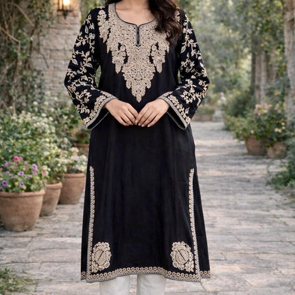 Handmade Kashmiri Wool Pheran | Aari Embroidered Boho Jacket
