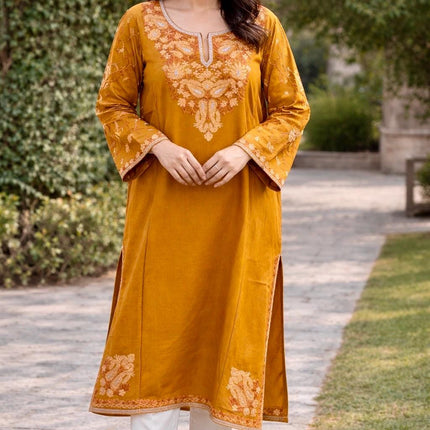 Handmade Kashmiri Wool Pheran | Aari Embroidered Boho Jacket
