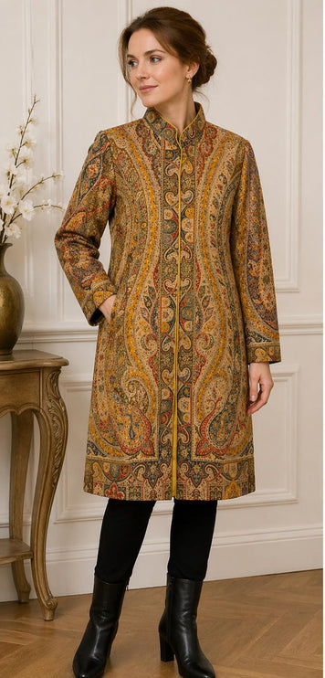 Kani Jamawar Wool Jacket | Kashmir Paisley Artwear Multiple Size-44