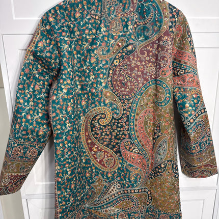 Kani Jamawar Wool, silk Jacket | Kashmir kalamkari Paisley Artwear Multiple Size-42
