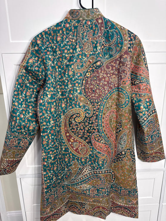 Kani Jamawar Wool, silk Jacket | Kashmir kalamkari Paisley Artwear Multiple Size-42