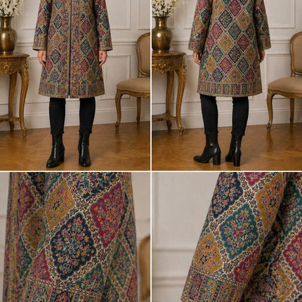 Kani Jamawar Wool, silk Jacket | Kashmir Paisley Artwear Multiple Size-40
