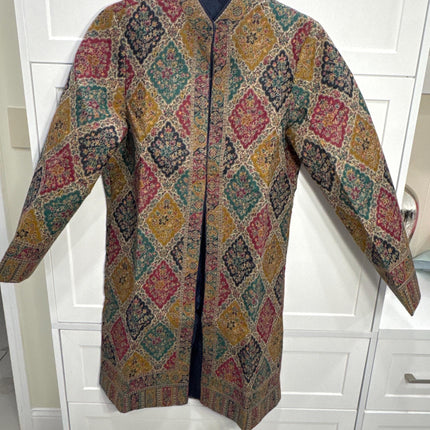 Kani Jamawar Wool, silk Jacket | Kashmir Paisley Artwear Multiple Size-40