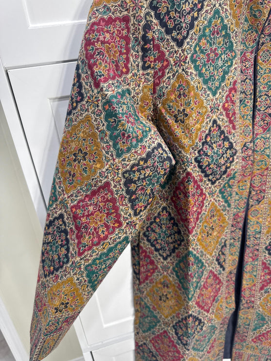 Kani Jamawar Wool, silk Jacket | Kashmir Paisley Artwear Multiple Size-40