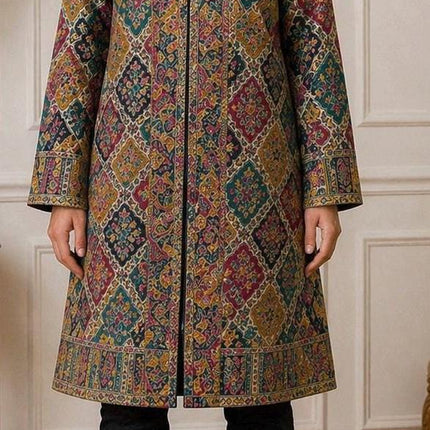 Kani Jamawar Wool, silk Jacket | Kashmir Paisley Artwear Multiple Size-40