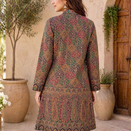 Kani Jamawar Wool, silk Jacket | Kashmir Paisley Artwear Multiple Size-40