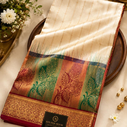 Kanji  Silk Saree with Gold Zari Weaving