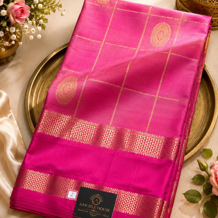 Kanji Silk Saree with Gold Zari Weaving