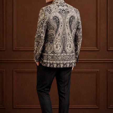 Mens Kani Jamawar Jodhpuri style Jacket, Woven Paisley