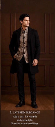 Mens Kani Jamawar Jodhpuri style Jacket, Woven Paisley