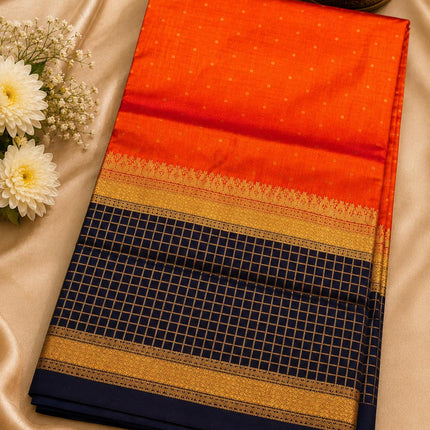 Kanji Silk Saree with Gold Zari Weaving