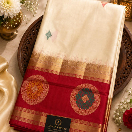 Kanji Silk Saree with Gold Zari Weaving
