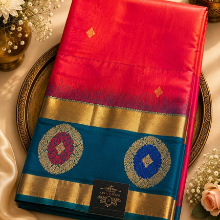 Kanji  Silk Saree with Gold Zari Weaving