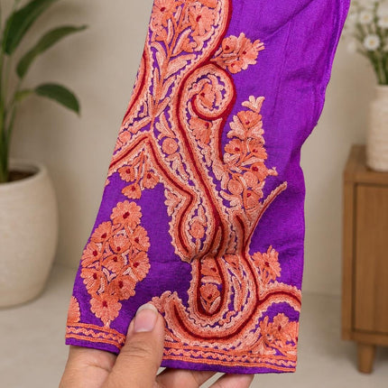 Papier Mache 0 stitch Embroidered Pure Silk  Jacket | Kashmiri Artwear Size 44