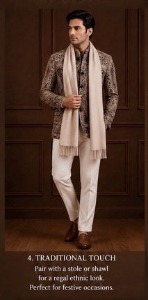 Mens Kani Jamawar Jodhpuri style Jacket, Woven Paisley