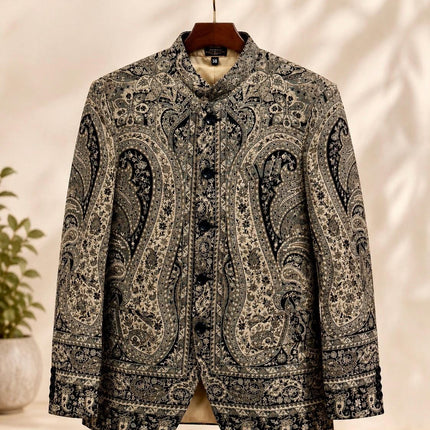 Mens Kani Jamawar Jodhpuri style Jacket, Woven Paisley
