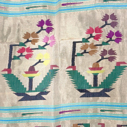 Handloom Paithani Saree | Cotton  Aswali designs l Light Pista Color