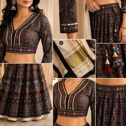 Designer Modal Silk Lehenga Set | Embroidered and Mirror work l